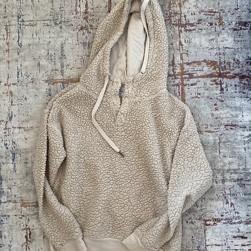 Cream faux wool hoodie